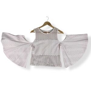 Made in Italy Crochet Cold Shoulder Top Womens Size Small Boho‎ Bell Sleeves